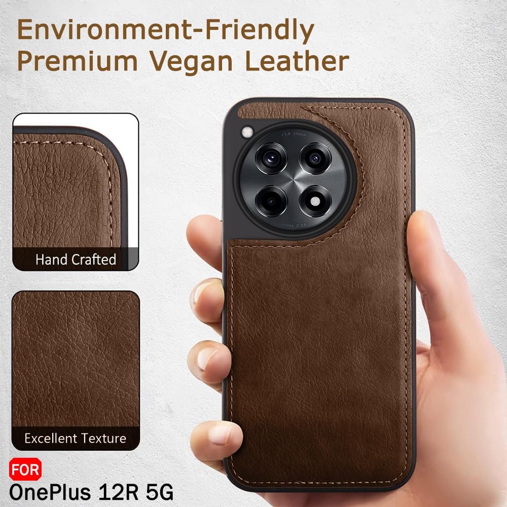 Leather Finish Back Cover Case for OnePlus 12R 5G